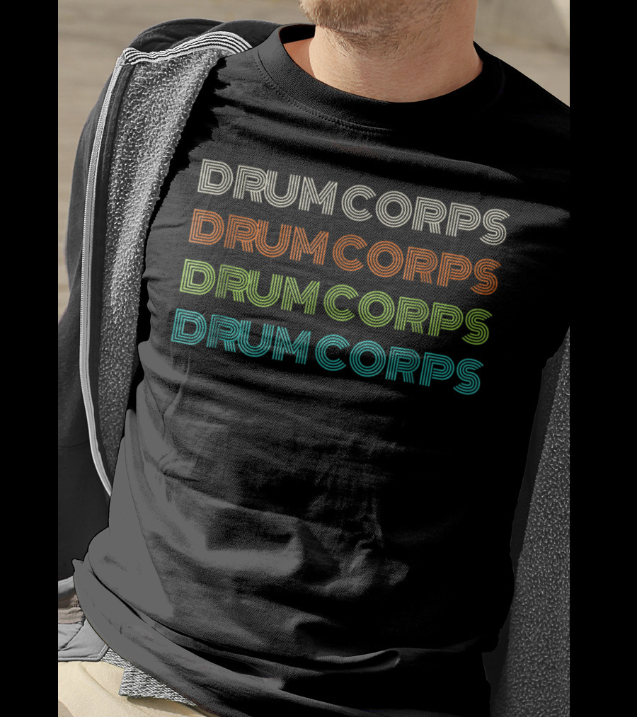 Drum Corps Retro 70s Style Multi-Color Typographic T-Shirt