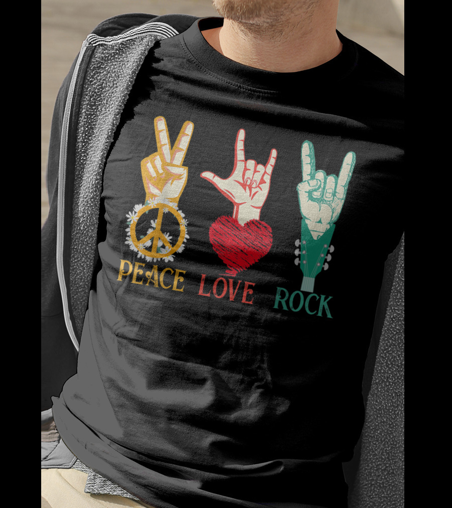 Peace Love Rock Vintage Concert Band Classic T-Shirt