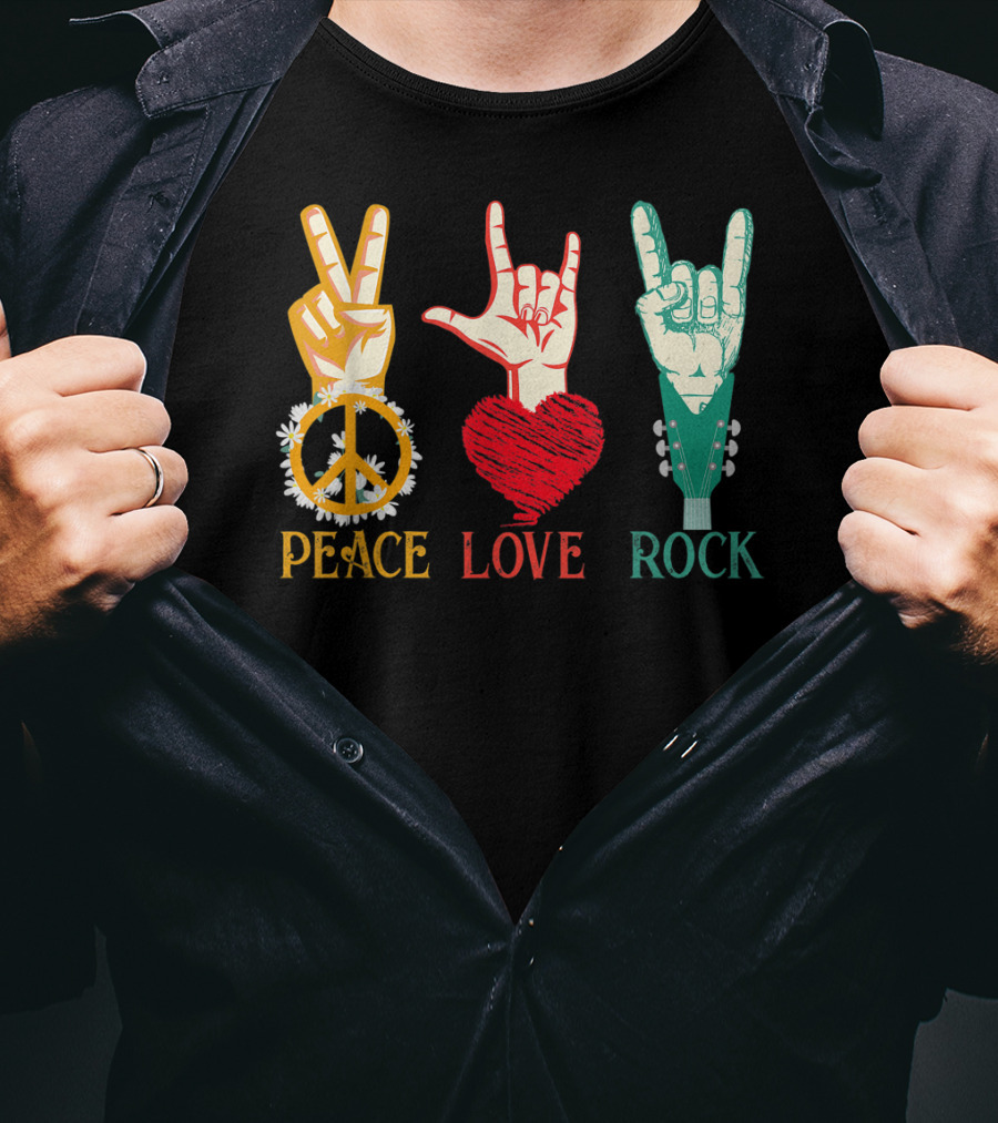 Peace Love Rock Vintage Concert Band Classic T-Shirt