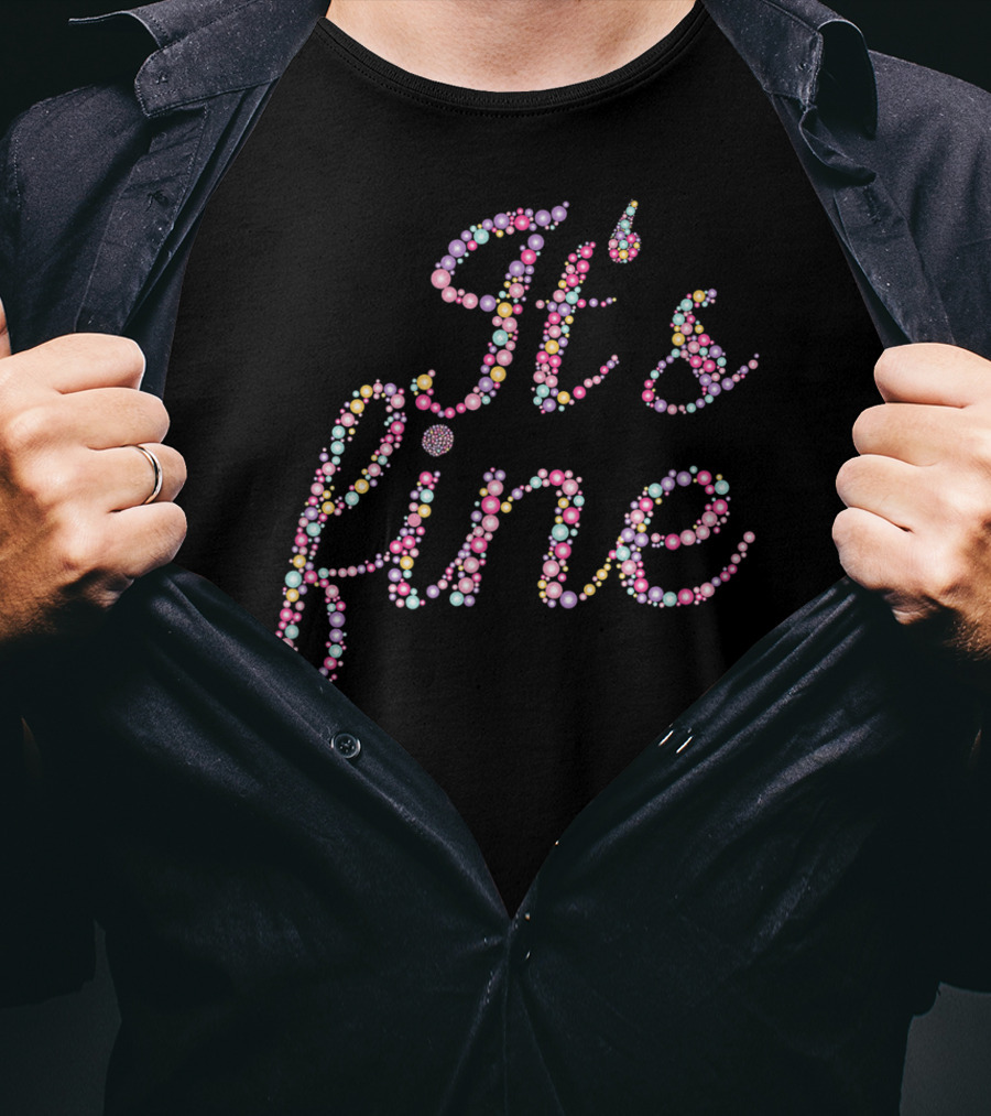Classic Vintage It's Fine Pastel Beaded T-Shirt