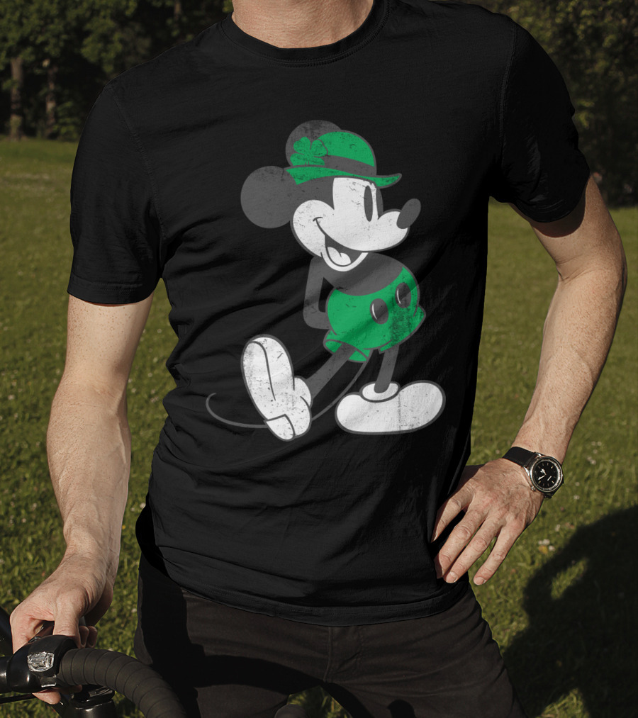 Mickey Mouse Classic Green Clover Hat Disney T-Shirt