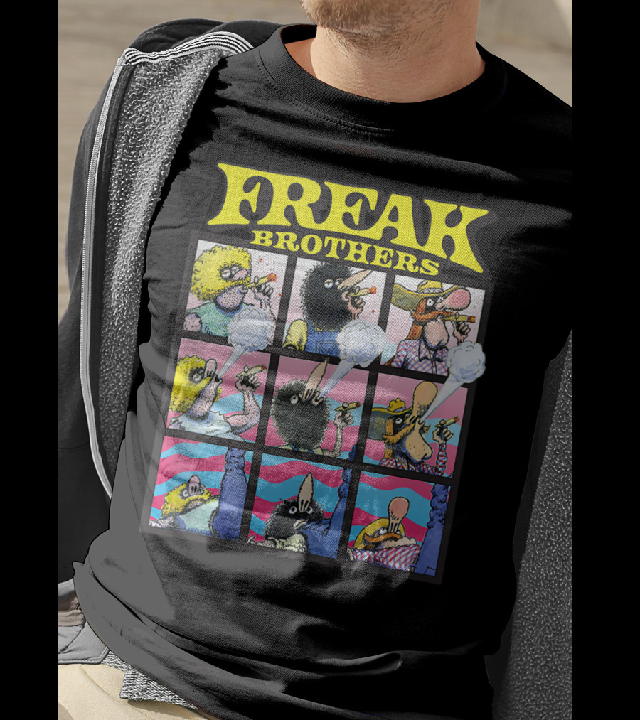 Freak Brothers Puff Puff Pass Out Comic Panels Characters T-Shirt
