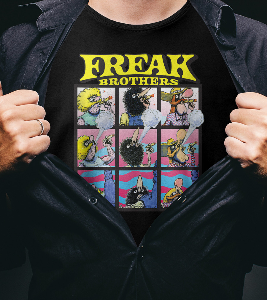 Freak Brothers Puff Puff Pass Out Comic Panels Characters T-Shirt