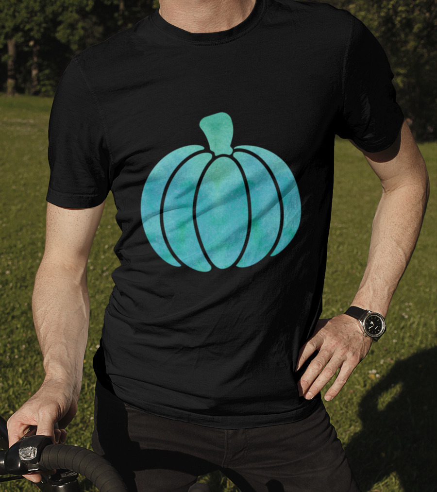 Fall Teal Pumpkin Girl Watercolor T-Shirt