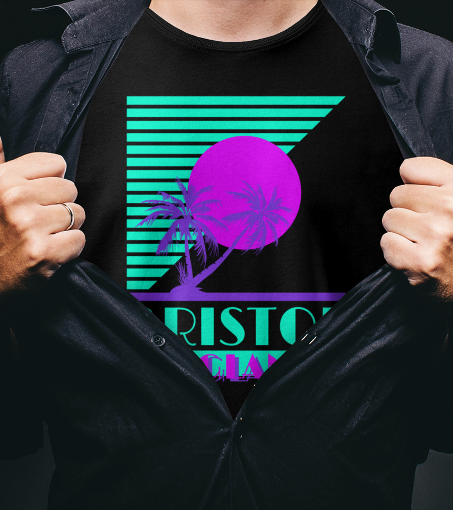 Bristol England Retro 80s Palm Tree T-Shirt