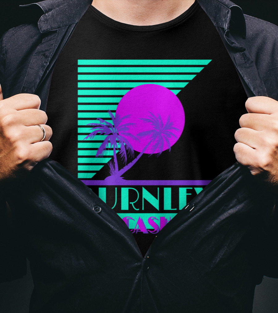 Burnley Lancashire 80s Style Retro Palm Trees And Sunset T-Shirt