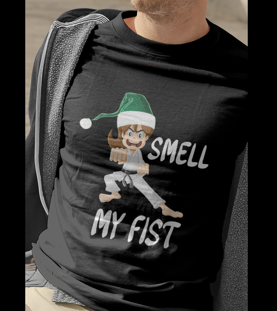Smell My Fist Funny Christmas Karate T-Shirt