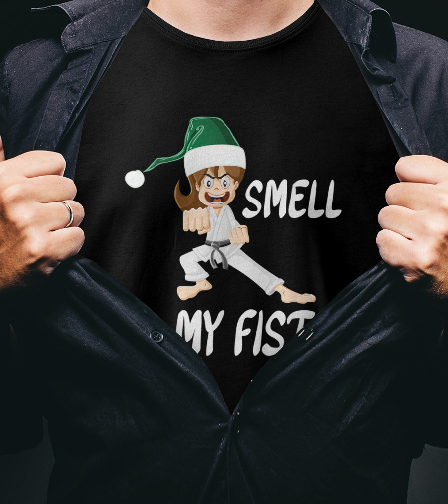Smell My Fist Funny Christmas Karate T-Shirt