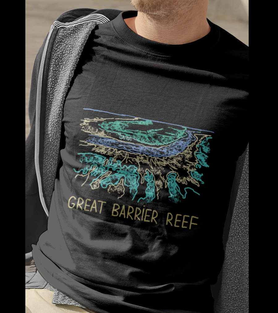 Great Barrier Reef Australia Vibrant Coral Reef Scenic Depiction T-Shirt