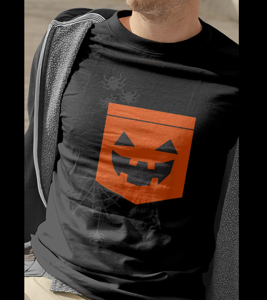 Happy Halloween Pumpkin With Spiderweb And Creepy Faces T-Shirt