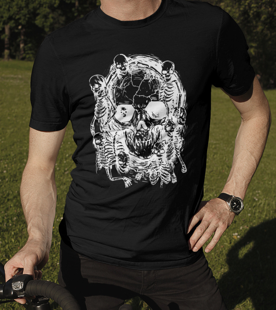 Happy Halloween Skeleton Skull Horror Scary Tattoo T-Shirt