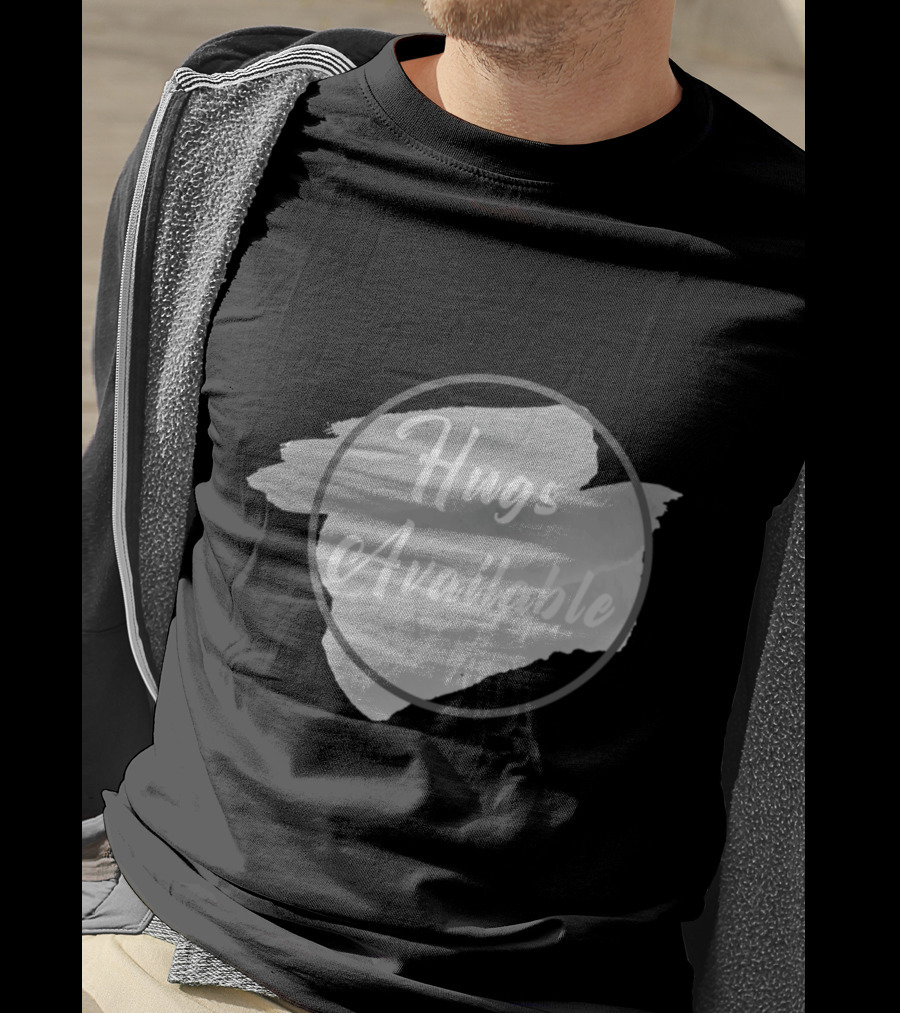 Hugs Available Watercolor Brushstroke Circle T-Shirt