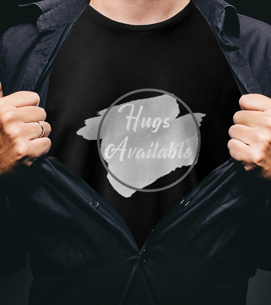 Hugs Available Watercolor Brushstroke Circle T-Shirt