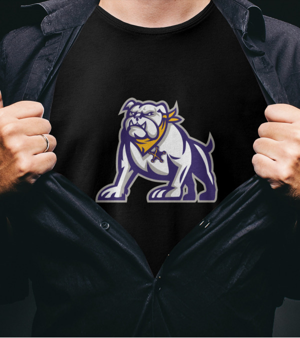 Bulldog Sheriff With Yellow Bandana And Badge Crouching T-Shirt