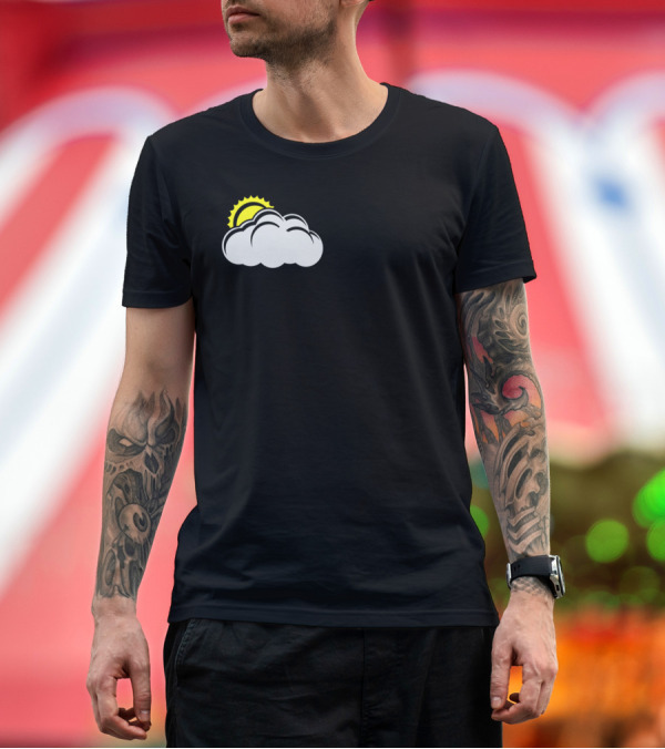 Premium T-Shirt: Golfers Swinging with Mountain Peaks and Sunlit Clouds T-Shirt Golfers Swinging with Mountain Peaks and Sunlit Clouds T-Shirt