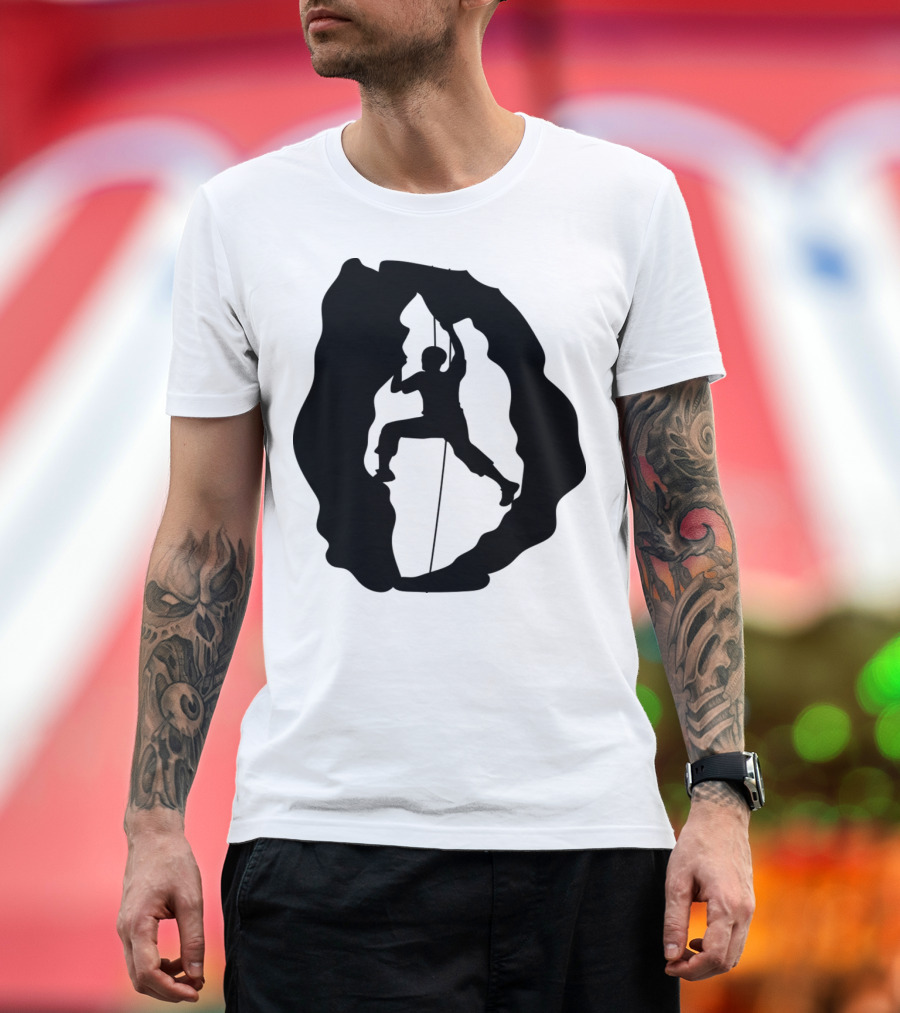 Wall Mountaineer Climb Mountains High Sport Hobby Silhouette Adventure T-Shirt