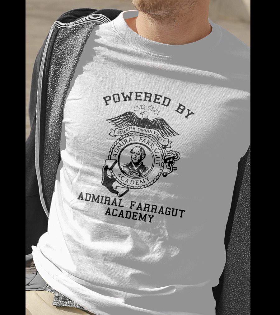 Powered By Admiral Farragut Academy Scientia Omnia Vincit T-Shirt