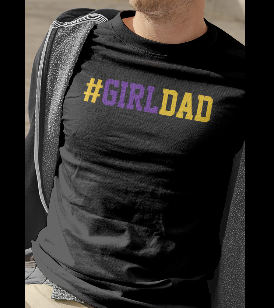 Girldad Girl Dad Father Of Daughters Number 8 Purple Yellow T-Shirt