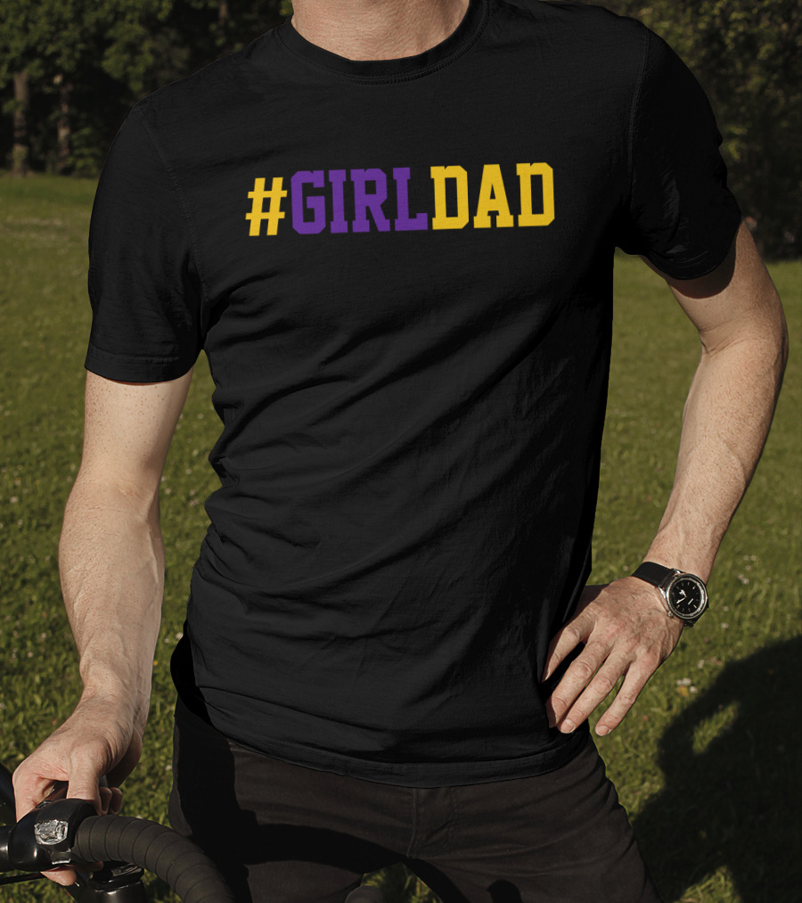 Girldad Girl Dad Father Of Daughters Number 8 Purple Yellow T-Shirt