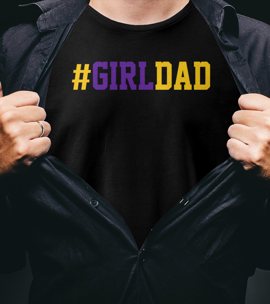 Girldad Girl Dad Father Of Daughters Number 8 Purple Yellow T-Shirt
