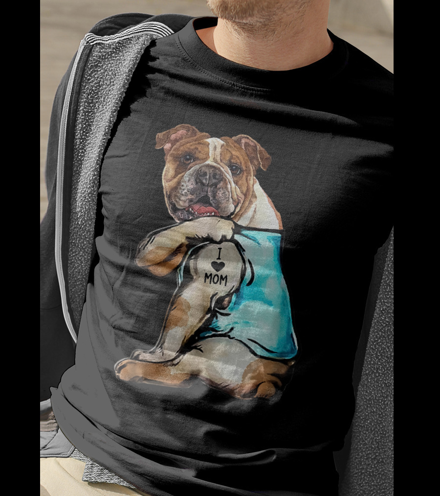 I Love Mom Bulldog Tattoo T-Shirt