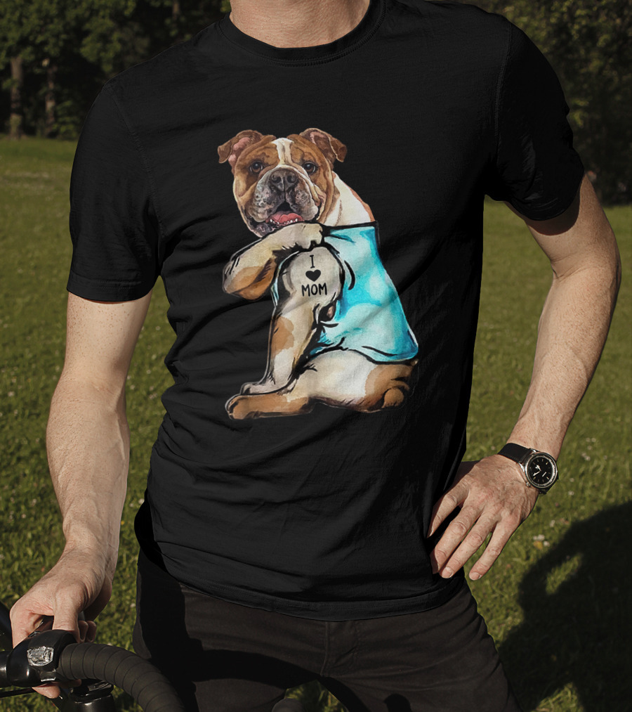 I Love Mom Bulldog Tattoo T-Shirt