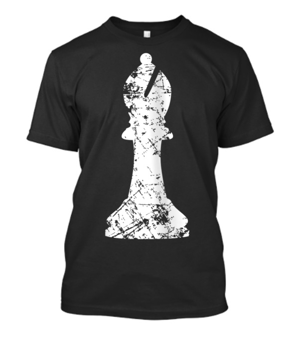 Chess Big Bishop Distressed Chess Club Player Bishop Piece T-Shirt