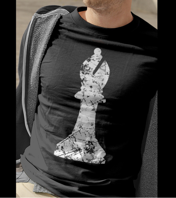 Chess Big Bishop Distressed Chess Club Player Bishop Piece T-Shirt