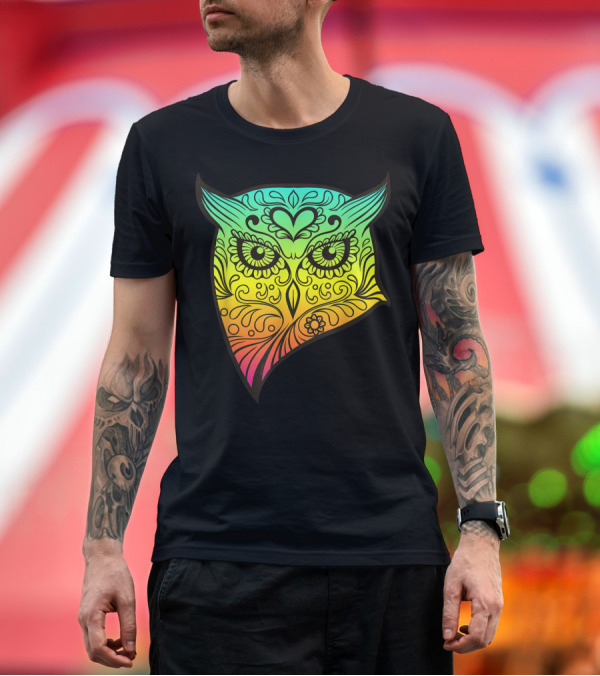 Premium T-Shirt: Day Of The Dead Techno Trance EDM Club Owl Psychedelic T-Shirt Day Of The Dead Techno Trance EDM Club Owl Psychedelic T-Shirt