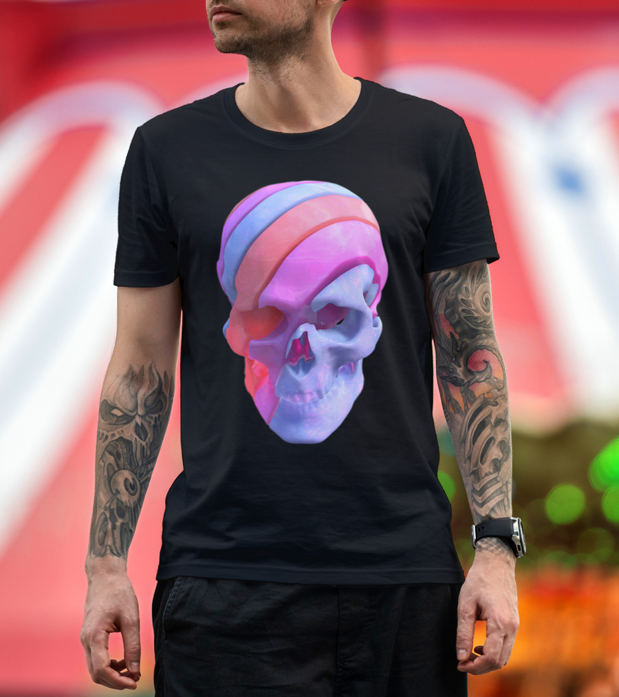 Sliced Skull Multicolor Layers T-Shirt