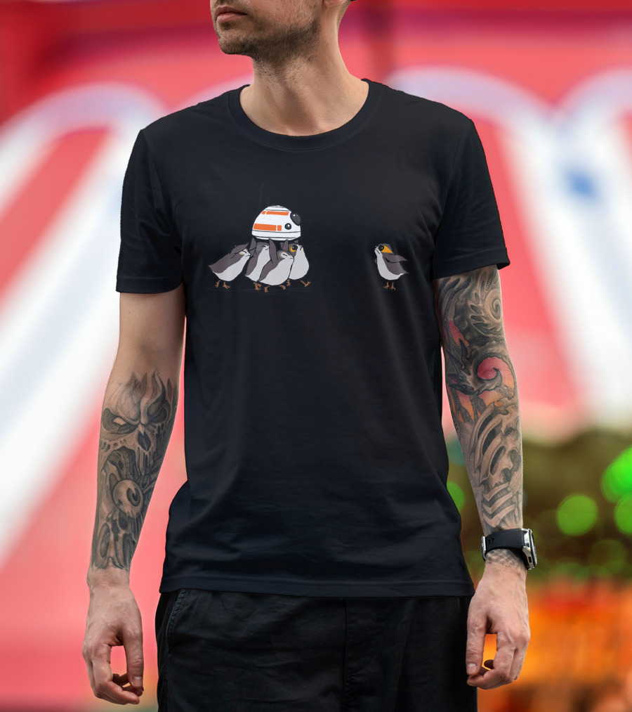 Star Wars Porgs Playfully Carry BB-8 Helmet T-Shirt