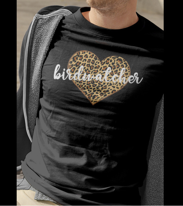 Birdwatcher Leopard Print Heart T-Shirt