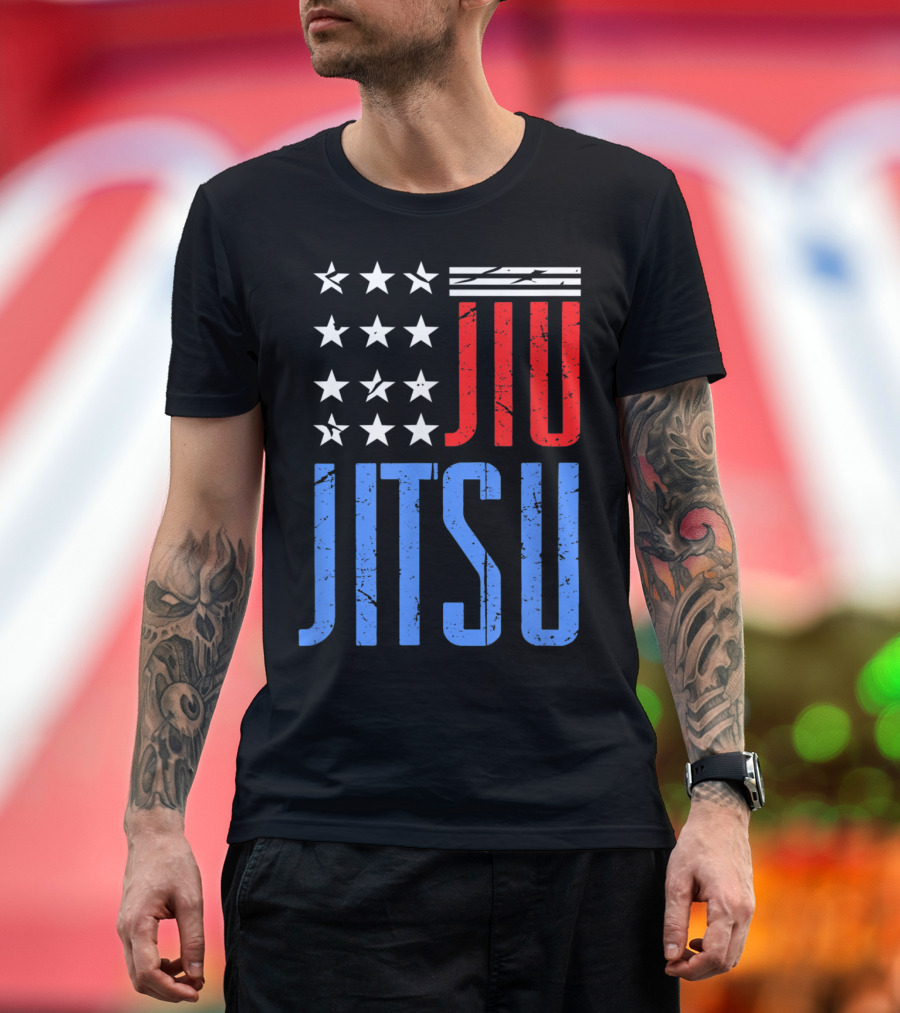 Jiu Jitsu American Flag Stars Stripes T-Shirt