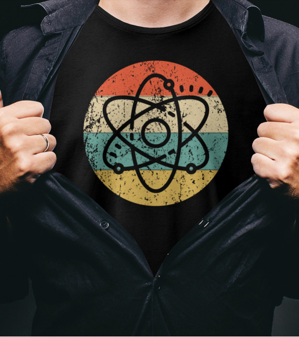 Atom Style Science Vintage Retro Atomic Symbol Multicolor T-Shirt
