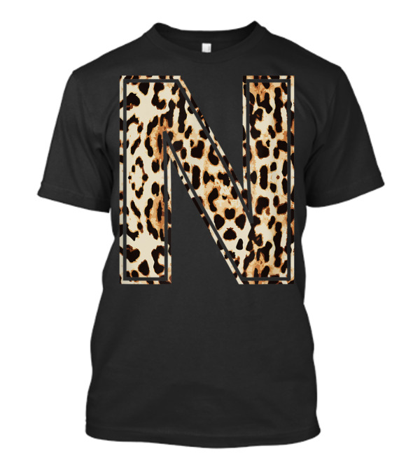 Awesome Leopard Print Letter N Initial Name T-Shirt