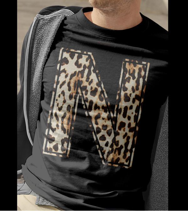 Awesome Leopard Print Letter N Initial Name T-Shirt