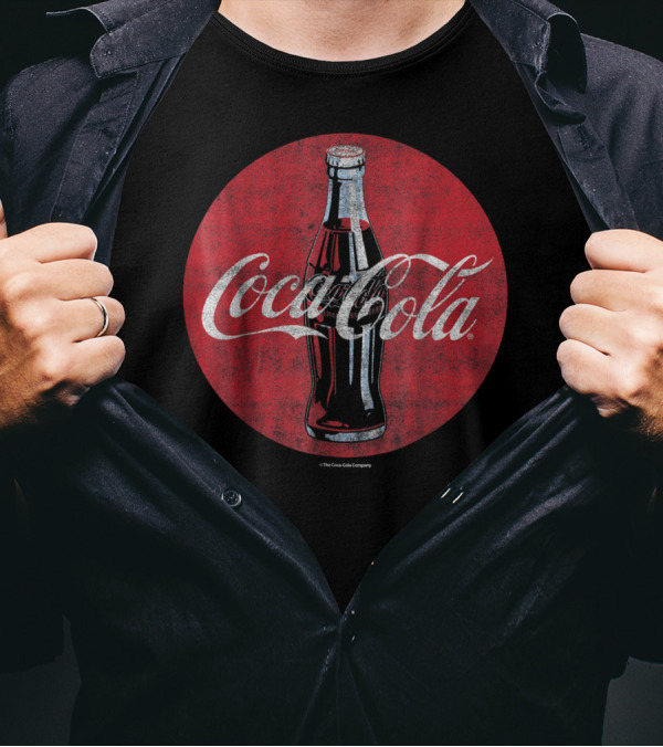 Coca Cola Distressed Bottle Red Disc T-Shirt
