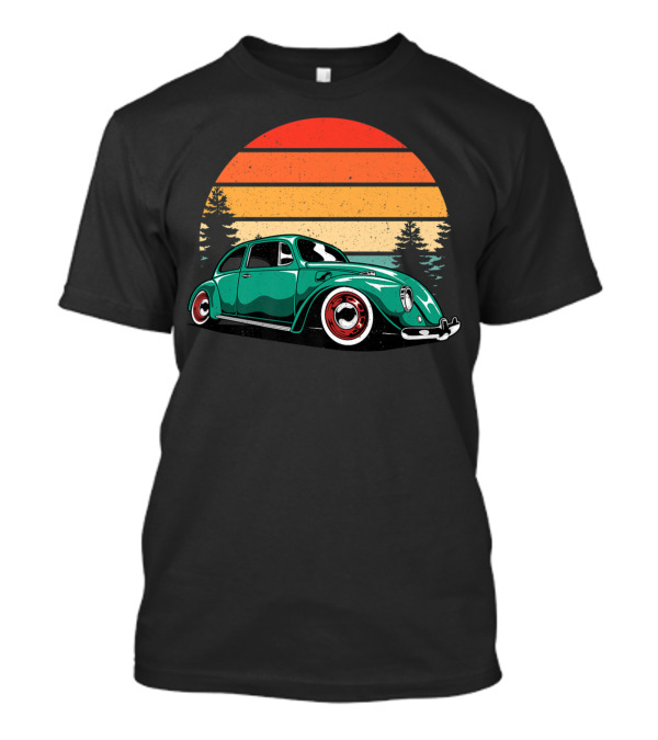Vintage Beach Tuning Bug Beetle Sunset Forest T-Shirt