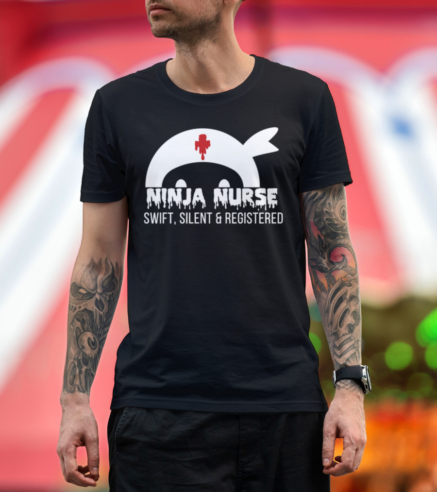Ninja Nurse Swift Silent and Registered Iconic Mashup with Red Cross T-Shirt
