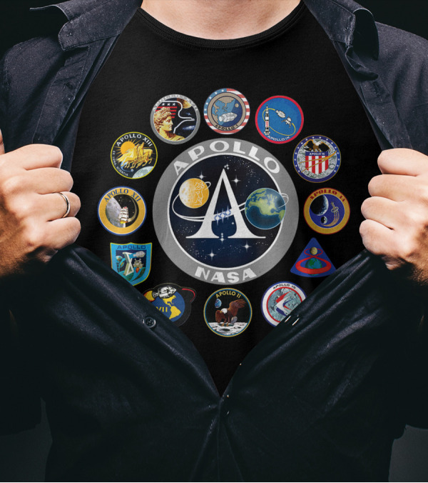 Apollo NASA Missions Badge Collection Historic Space Program Patches T-Shirt