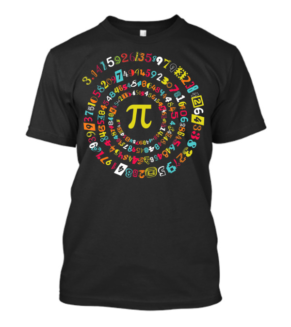 Pi Day Spiral Colorful Digits 3.14π Math T-Shirt