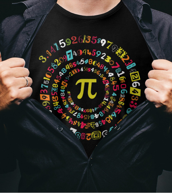 Pi Day Spiral Colorful Digits 3.14π Math T-Shirt