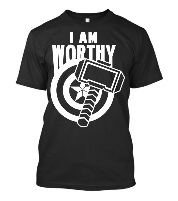 Avengers Endgame I Am Worthy Captain America Mjolnir Shield T-Shirt