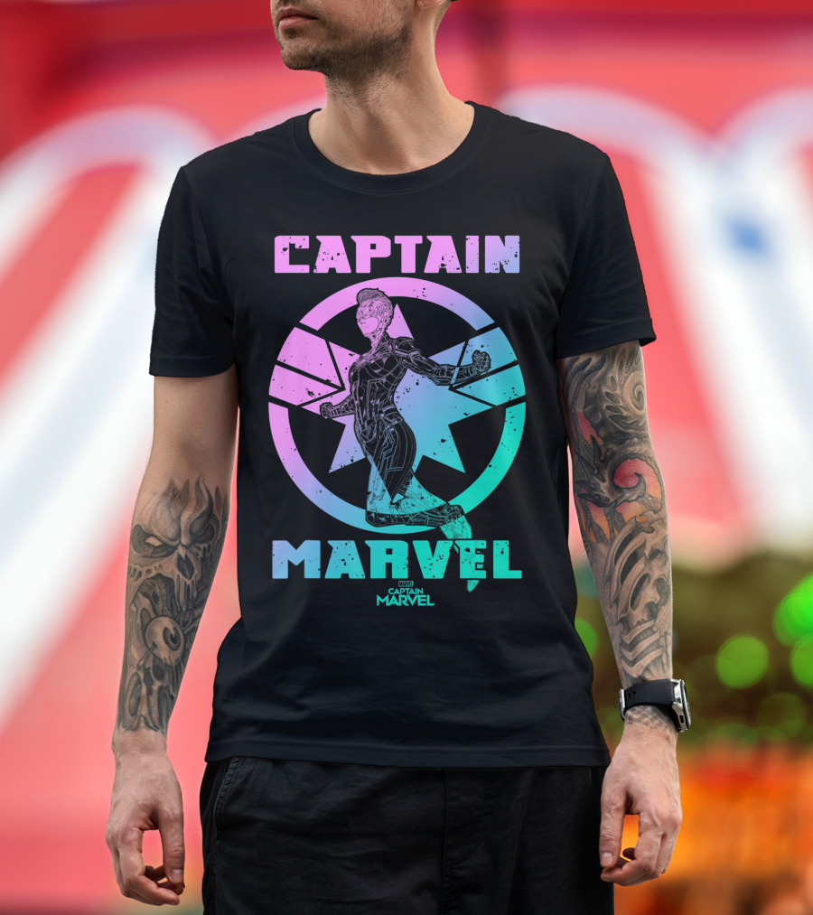 Captain Marvel Badge Color Grade Symbol Marvel Studios T-Shirt