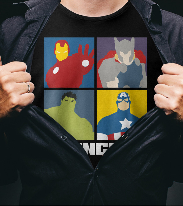 Avengers Assemble Ironman Hulk Thor Captain America 4 Box T-Shirt