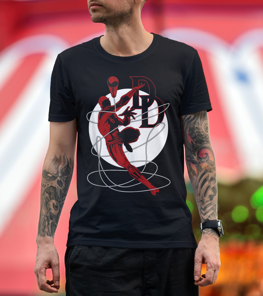 Marvel Daredevil Dynamic Red Action on DD T-Shirt