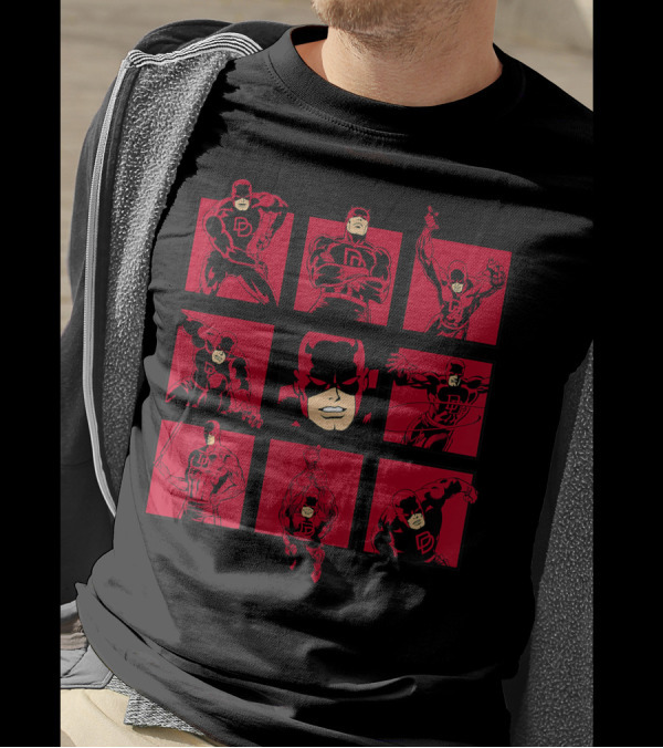 Marvel Daredevil The Faces Of The Man With No Fear Comics Panels T-Shirt