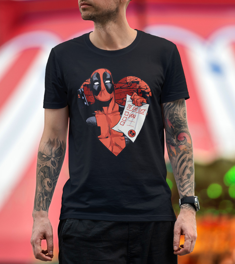 Marvel Deadpool To Do List You Heart Frame T-Shirt