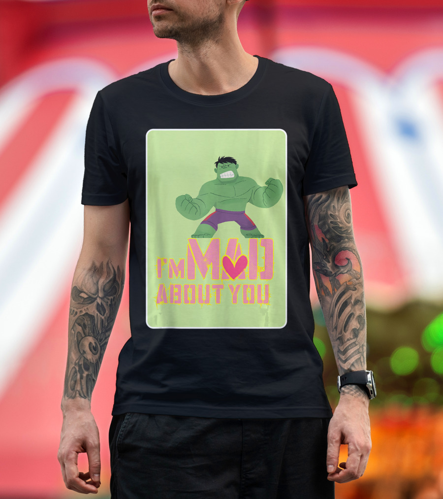 Marvel Hulk I'm Mad About You Valentine Card T-Shirt