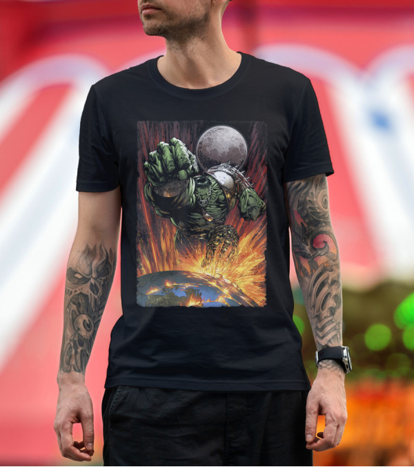 Premium T-Shirt: Marvel Hulk Planet Smash Space Fist Moon Explosion T-Shirt Marvel Hulk Planet Smash Space Fist Moon Explosion T-Shirt